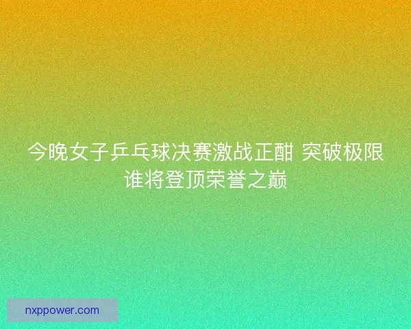 今晚女子乒乓球决赛激战正酣 突破极限谁将登顶荣誉之巅